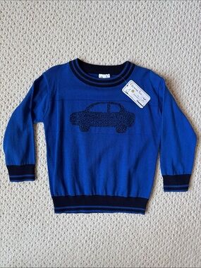 NWT Florence Eiseman Blue Car Sweater
